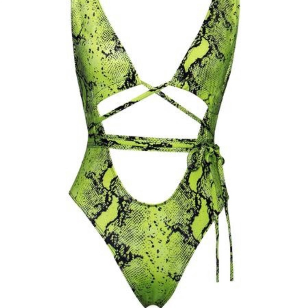 Super Sexy Neon Green Snakeskin Swimsuit